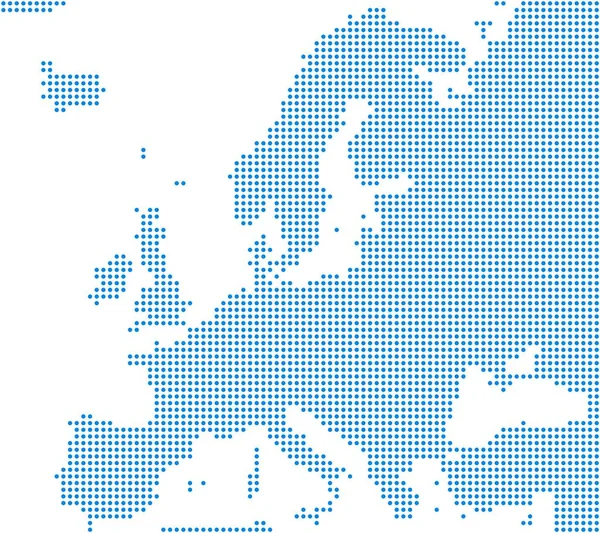 Harta Europei Mici Puncte Albastre Fundal Alb — Fotografie, imagine de stoc