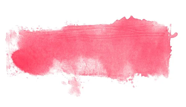 Απομονωμένη Βρώμικο Πινέλο Λωρίδα Κόκκινο Ροζ Ακουαρέλα Λευκό Φόντο — Φωτογραφία Αρχείου