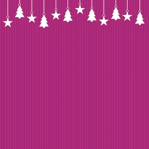 白い装飾ストライプ パープル バック グラウンド クリスマス カード — ストック写真