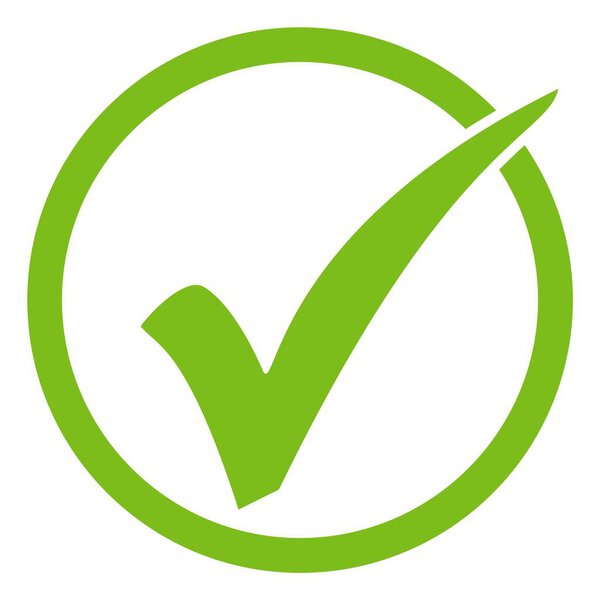 Green isolated tick icon in circle 