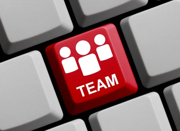Red Computer Keyboard Showing Team — Stock Photo, Image