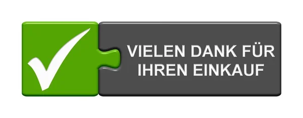 Isolierter Puzzle Knopf Grün Grau Mit Häkchen Symbol Als Dankeschön — Stockfoto