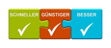 Kene sembolleri daha hızlı, gösterilen üç bulmaca düğmesi daha ucuz ve daha iyi Almanca dil
