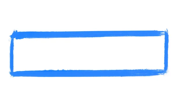 青い色で空のブラシフレームを描いた広い手 — ストック写真