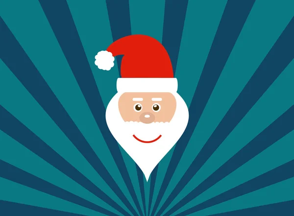 Friendly Santa Head Background Blue Stripes — Stock Photo, Image