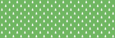 Basit sorunsuz yeşil christmas banner arka plan beyaz çam ağaçları ile