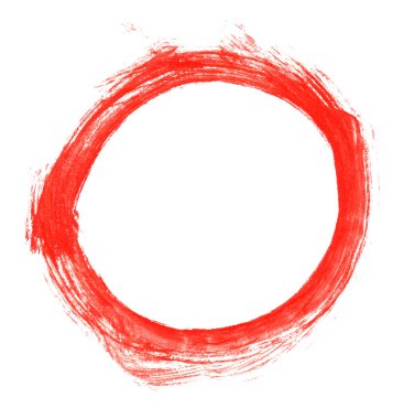 El çizimi kırmızı daire boya fırçasıyla boyanmış.