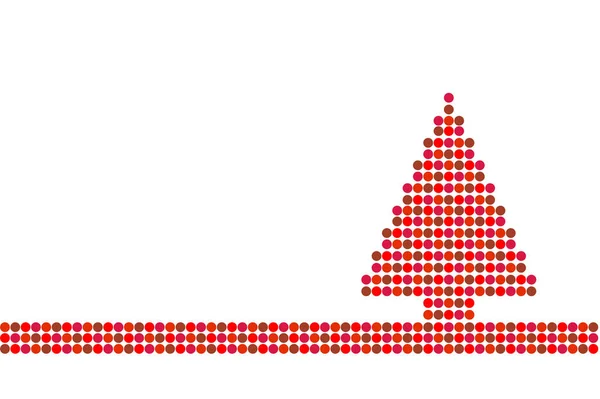 白い背景と赤い点で作られたクリスマスツリー — ストック写真