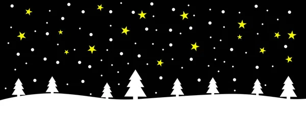 Szeroki Czarny Kartkę Świąteczną Lub Banner Zima Biały Krajobraz Płatki — Zdjęcie stockowe