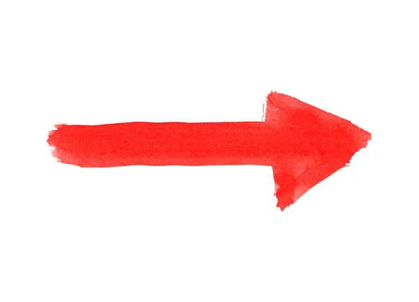 Red Hand Drawn Watercolor Arrow Showing Right — Stock Photo, Image