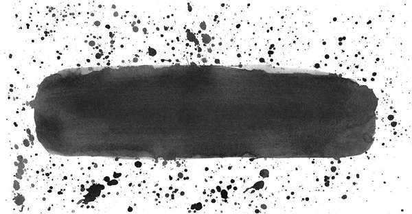 Elle Boyanmış Lekeli Siyah Fırça Çizgisi — Stok fotoğraf