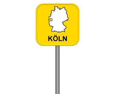 Alman kenti Köln sarı izole işareti ile Almanya Haritası