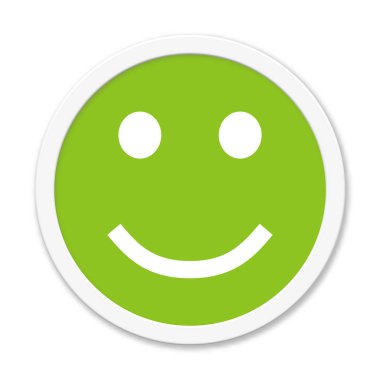 İzole edilmiş yeşil düğme pozitif ruh hali veya geri bildirim gösteriyor