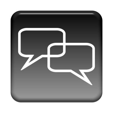 Parlak izole edilmiş siyah düğme: Konuşma Baloncukları