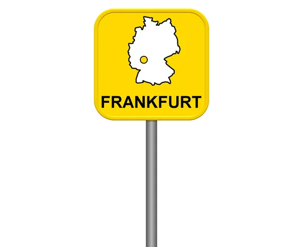 Sárga Elszigetelt Jele Német Város Frankfurt Németország Térképét — Stock Fotó