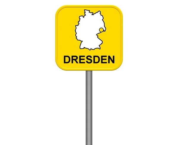 Yellow Isolated Sign German City Dresden Map Germany — Stock Photo, Image