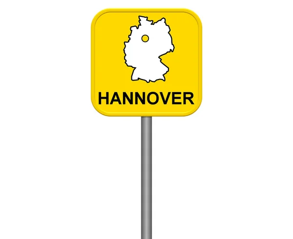 Yellow Isolated Sign German City Hannover Map Germany — Stock Photo, Image