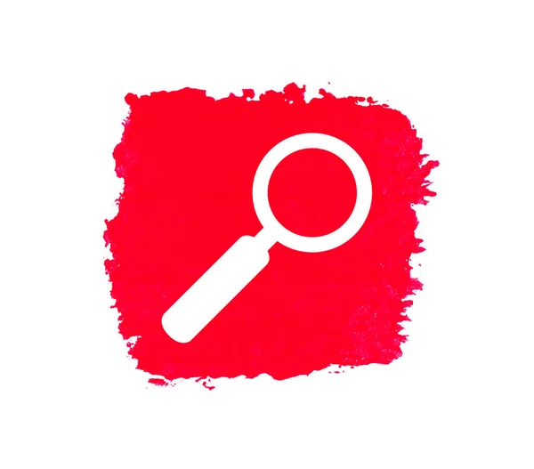 Rote Isolierte Pinselstruktur Mit Suchsymbol — Stockfoto