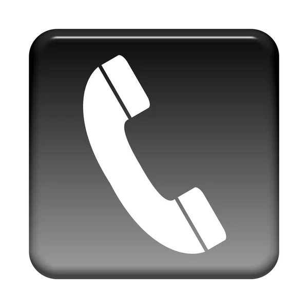 Fényes Izolált Fekete Gomb Kapcsolat Forródrót Vagy Telefon — Stock Fotó