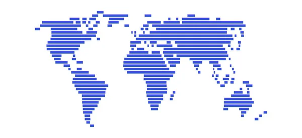 Mapa Mundo Simples Com Listras Azuis — Fotografia de Stock