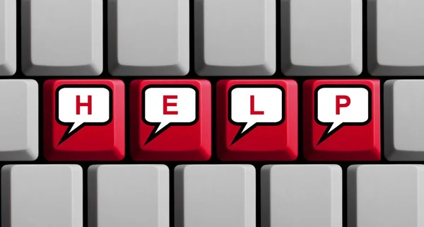 Teclado Ordenador Rojo Que Muestra Ayuda Línea — Foto de Stock