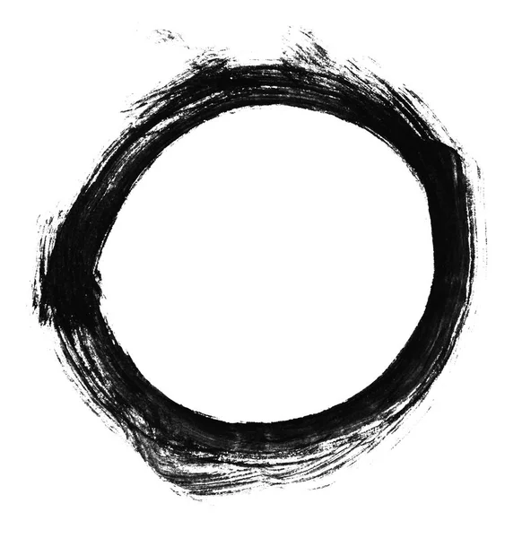 Πολύ Βρώμικο Μαύρο Απομονωμένο Πινέλο Κύκλο Χέρι Ζωγραφισμένα — Φωτογραφία Αρχείου