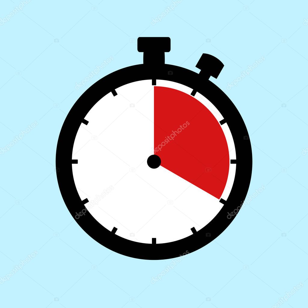 20 Minutes or 20 Seconds or 4 Hours - Flat Design Stopwatch on blue background