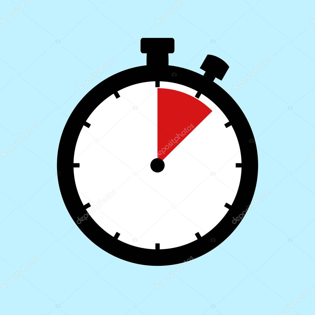 90 Minutes or 1,5 Hours - Flat Design Stopwatch on blue background
