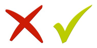 2 simgeleri gösterme X ve yeşil ve kırmızı renk ile kene