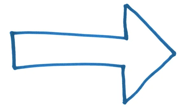 Empty blue hand painted arrow symbol — Stock Photo, Image