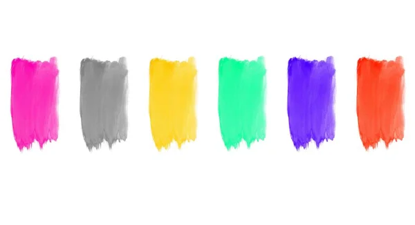Set de 6 coloridas rayas de acuarela pintadas a mano con pincel —  Fotos de Stock
