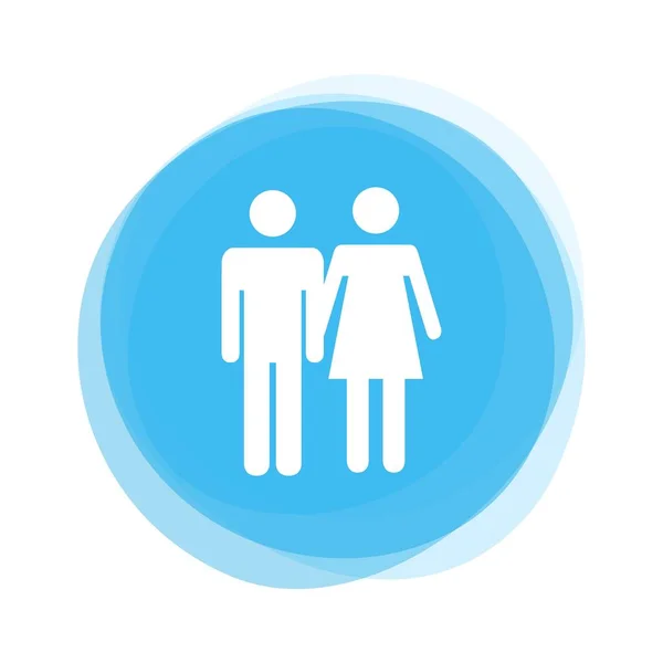 孤立した水色ラウンド ボタン: カップル男性と女性アイコン — ストック写真