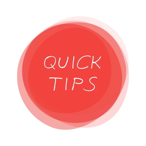 Isolated red round Button: Quick Tips handwritten — Stock Photo, Image