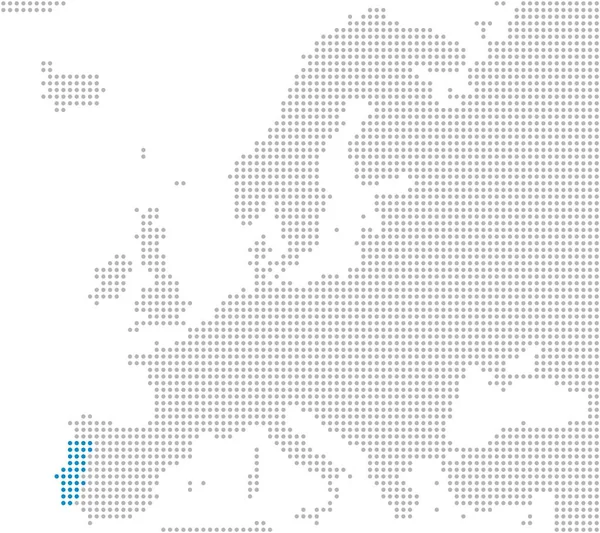 Португалия - Серо-голубая пунктирная карта Европы — стоковое фото