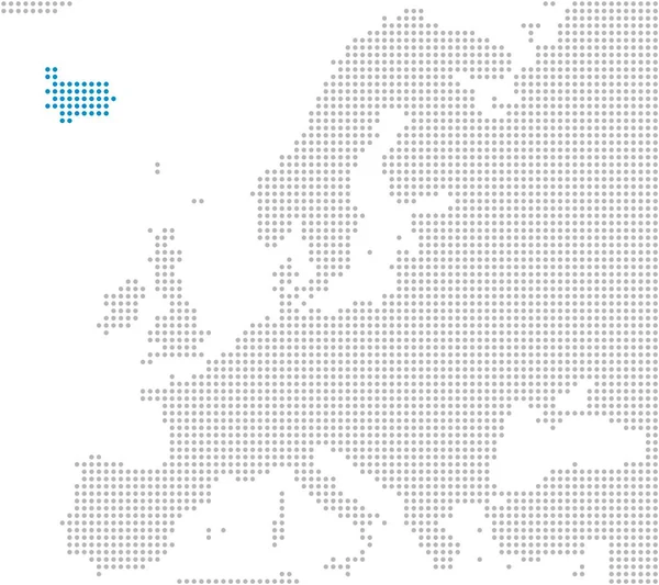 Islandia - Gris y azul mapa punteado de Europa —  Fotos de Stock