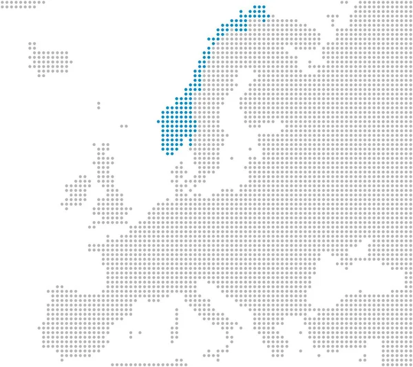 Noorwegen - grijs en blauw gestippeld kaart van Europa — Stockfoto