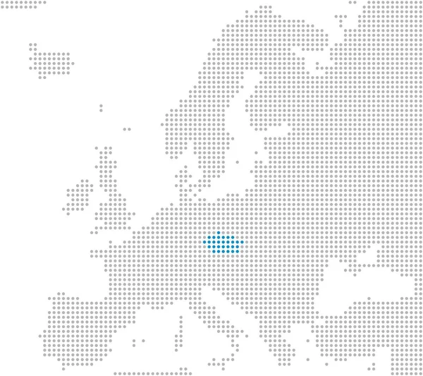 チェコ共和国 - 灰色と青の点線ヨーロッパの地図 — ストック写真