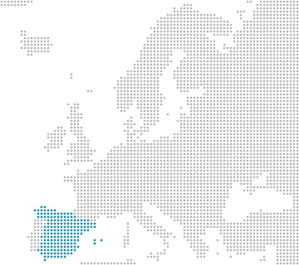 Spagna Mappa punteggiata di grigio e blu dell'Europa — Foto Stock