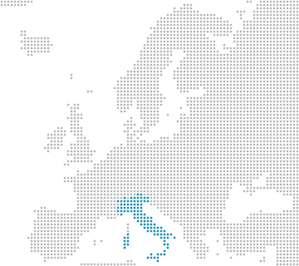 イタリア - 灰色と青の点線ヨーロッパの地図 — ストック写真
