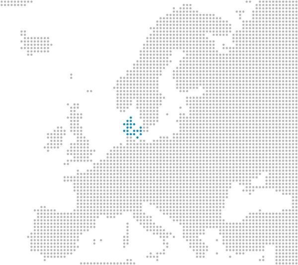 Denmark - Grey and blue dotted map of Europe — Stock Photo, Image