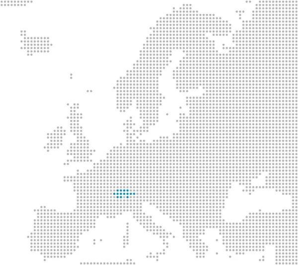 Switzerland - Grey and blue dotted map of Europe — Stock Photo, Image
