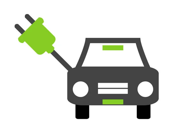 Samochód elektryczny ikona z zieloną wtyczką — Zdjęcie stockowe