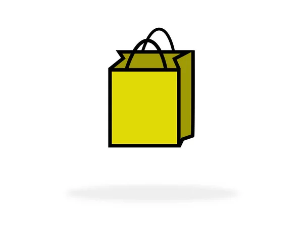 Ícone de saco de compras com cor amarela — Fotografia de Stock