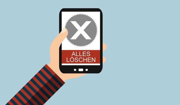 Smartphone: Usuń wszystko niemiecki-Flat Design — Zdjęcie stockowe