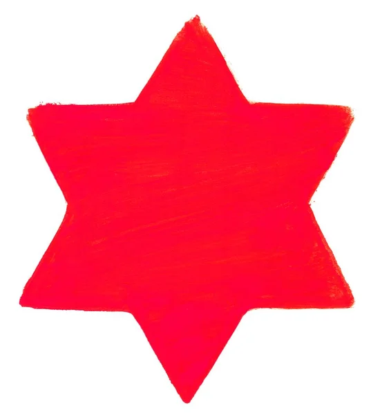 Estrela pintada à mão com pincel vermelho — Fotografia de Stock