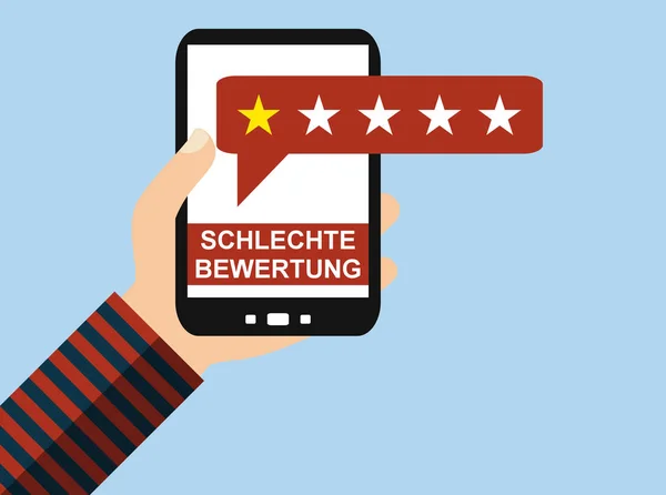 Smartphone: Negative Review german - Düz Tasarım — Stok fotoğraf