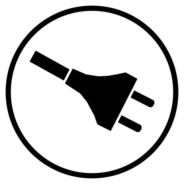 Czarna, eletryczna ikona wtyczki w kole — Zdjęcie stockowe