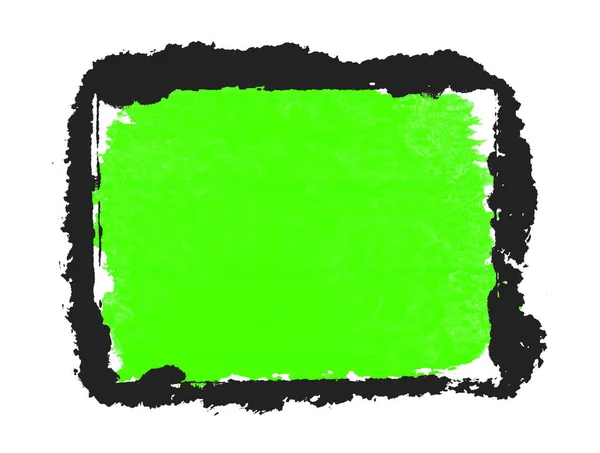 Green and black paintbrush texture with dirty frame — Stock Photo, Image