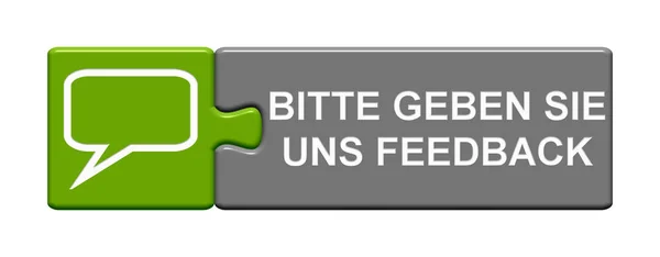 Puzzel knop: Geef feedback Duits — Stockfoto