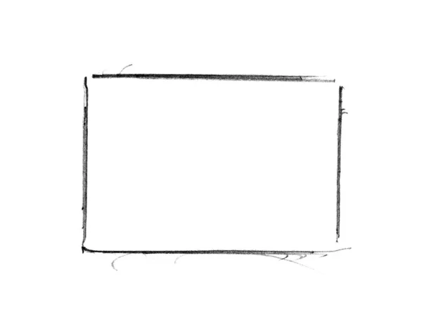 Handgeschilderde schets van zwarte potlood frame op witte achtergrond — Stockfoto
